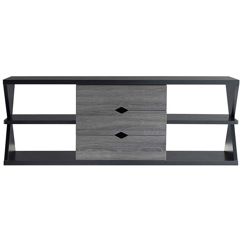 Image 5 Knott 60" Wide Black and Distressed Gray 3-Drawer TV Stand more views