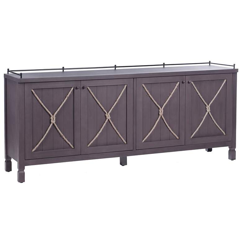 Image 1 Knotted Brown Four Door Sideboard with Rope Tie and Metal Accents