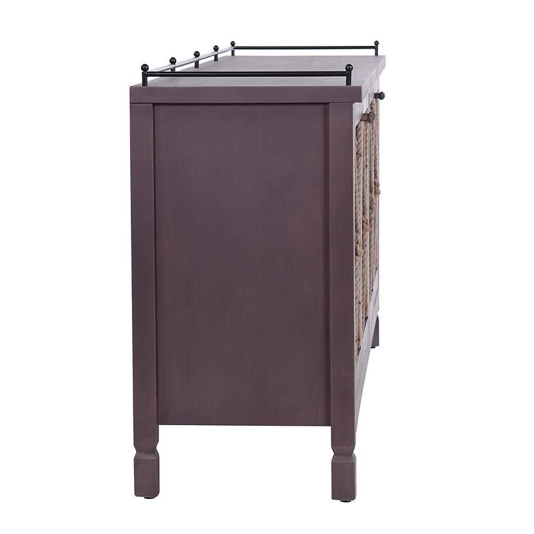 Image 2 Knotted Brown Four Door Sideboard with Rope Tie and Metal Accents more views
