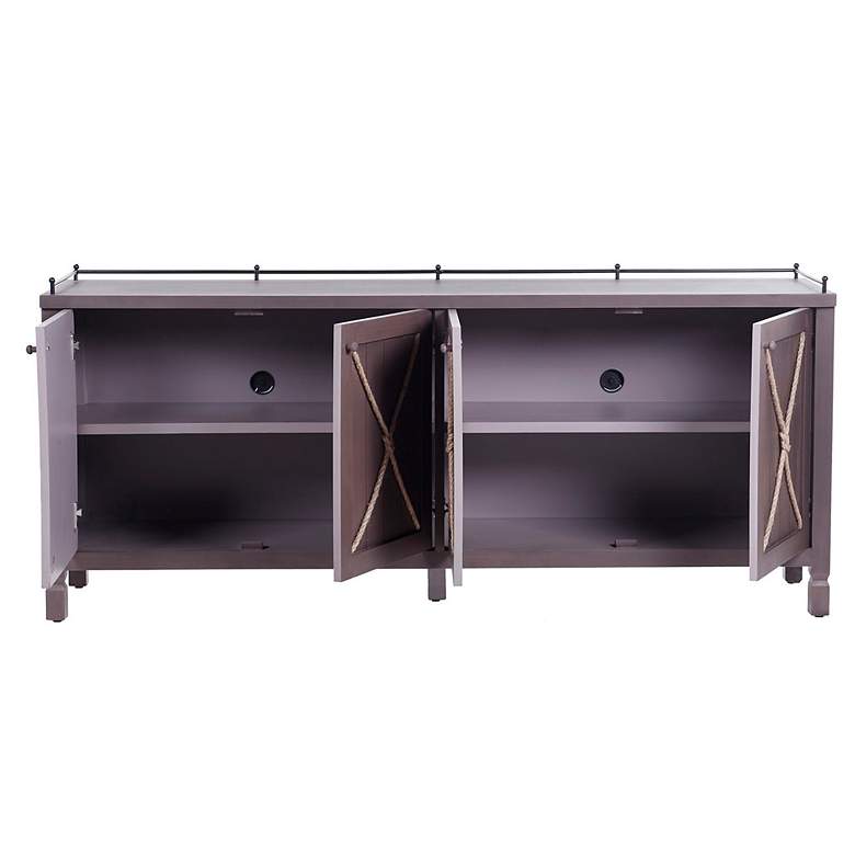 Image 4 Knotted Brown Four Door Sideboard with Rope Tie and Metal Accents more views