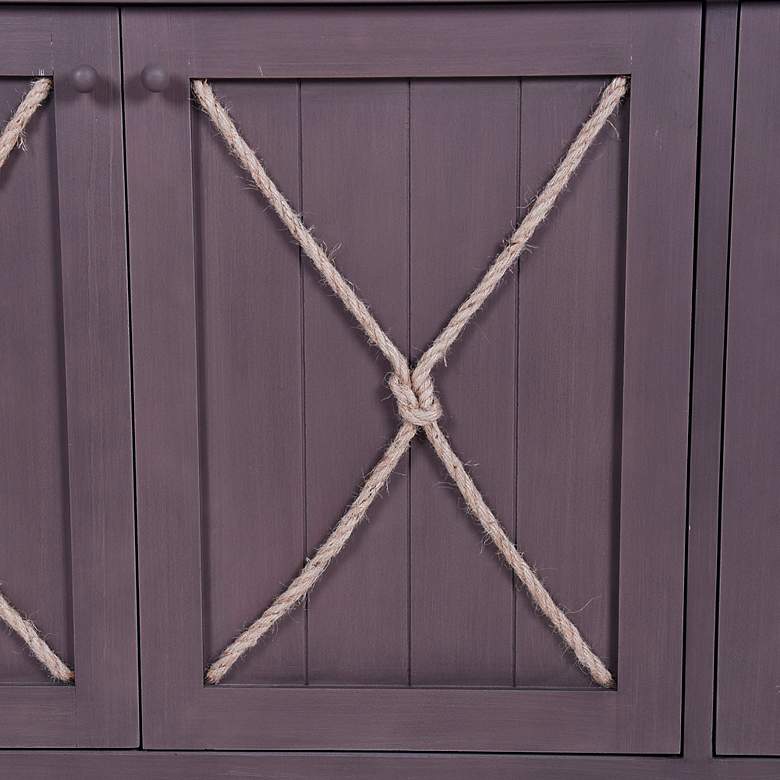 Image 6 Knotted Brown Four Door Sideboard with Rope Tie and Metal Accents more views