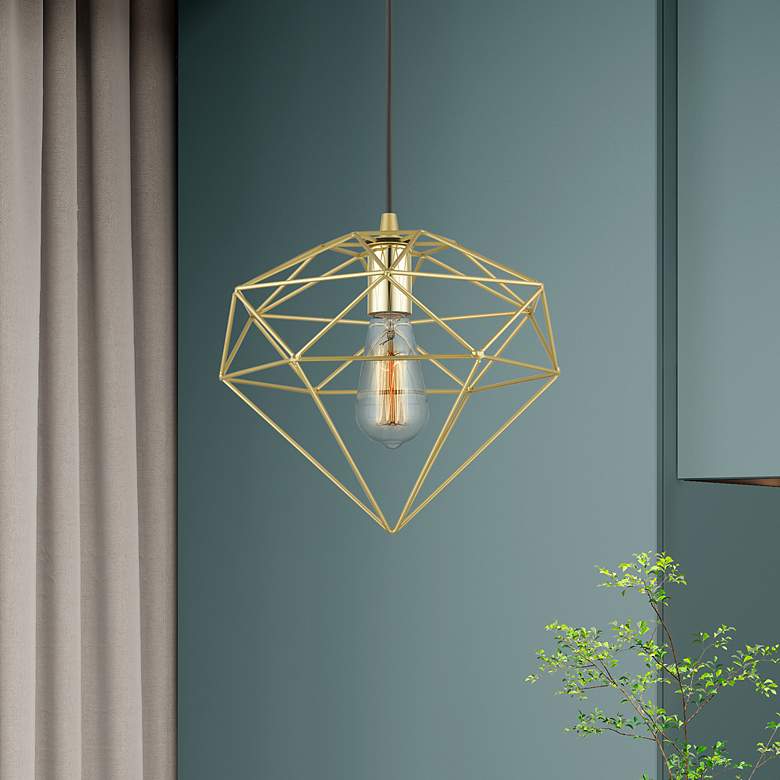Image 1 Knox 1 Light Soft Gold Pendant with Polished Brass Accents