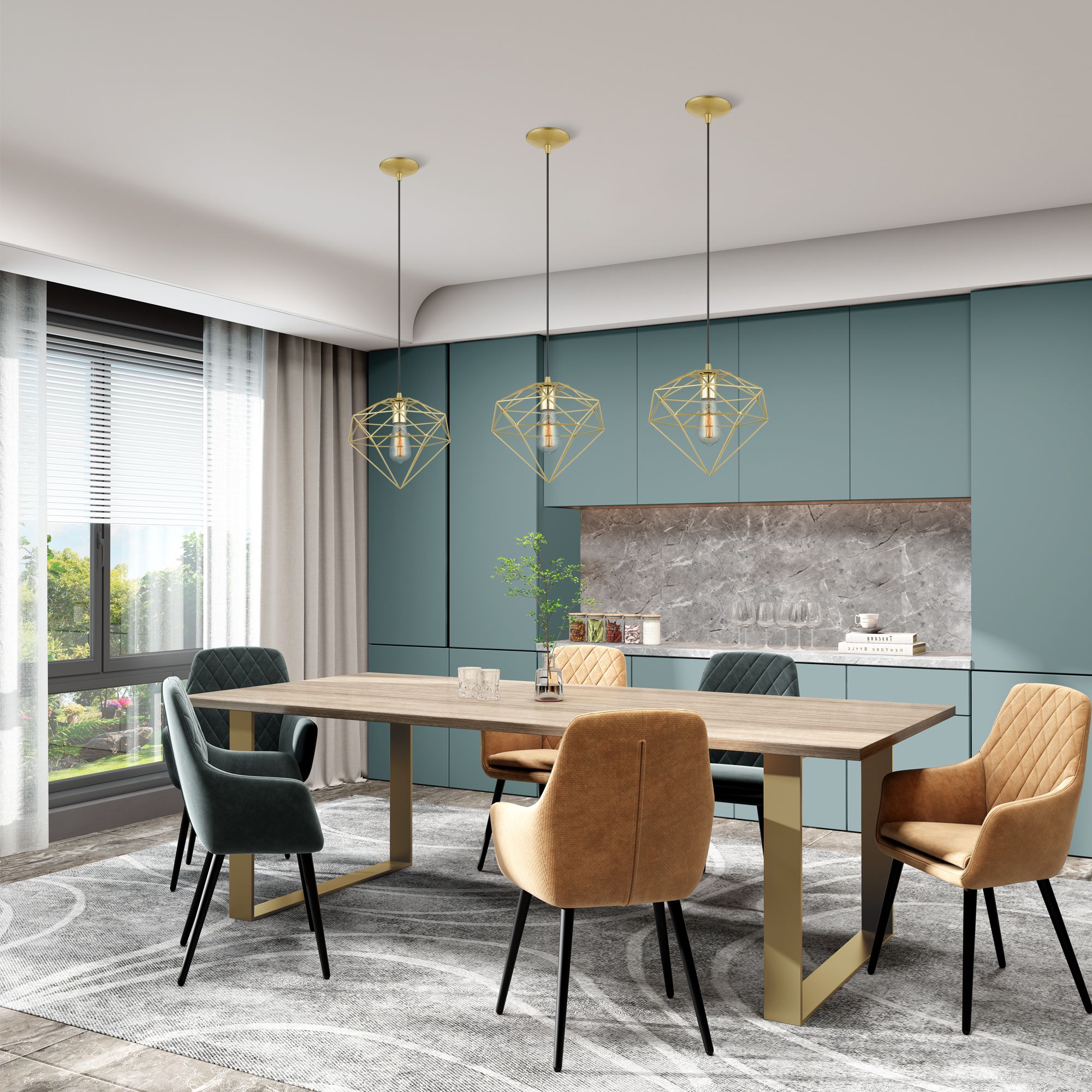 Knox 1 Light Soft Gold Pendant with Polished Brass Accents