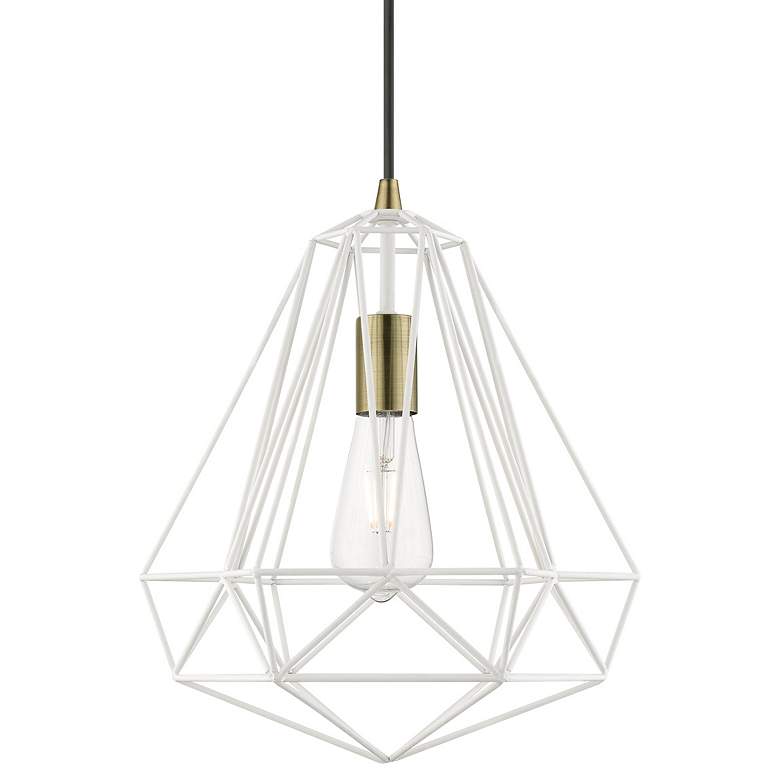 Image 1 Knox 1 Light Textured White with Antique Brass Accents Pendant