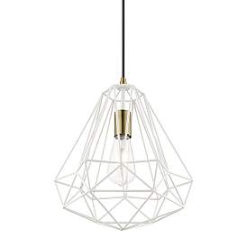 Image5 of Knox 1 Light Textured White with Antique Brass Accents Pendant more views