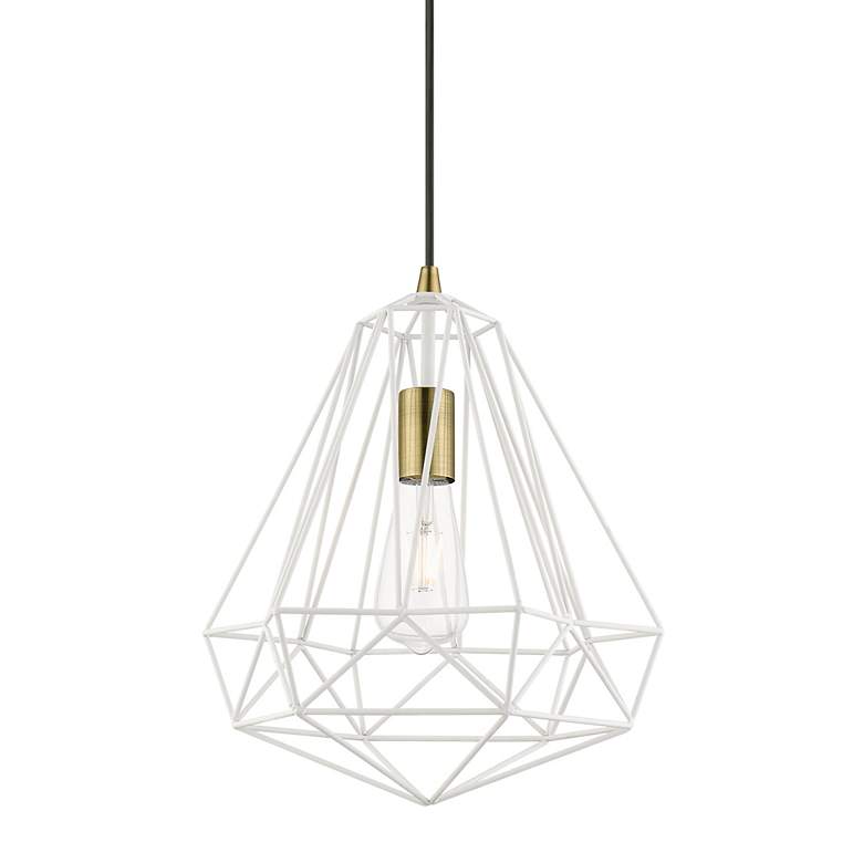 Image 6 Knox 1 Light Textured White with Antique Brass Accents Pendant more views