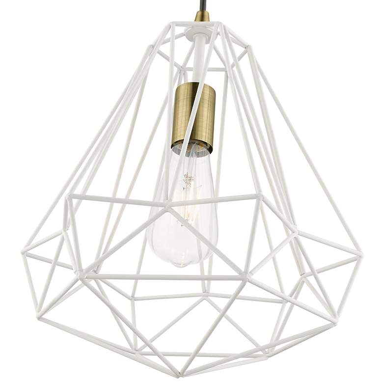 Image 7 Knox 1 Light Textured White with Antique Brass Accents Pendant more views