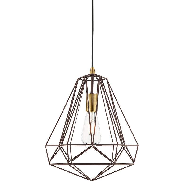 Image 1 Knox 12 1/4" Wide Bronze Geometric Pendant Light