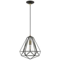 Knox 12 1/4" Wide Textured Black Geometric Mini Pendant
