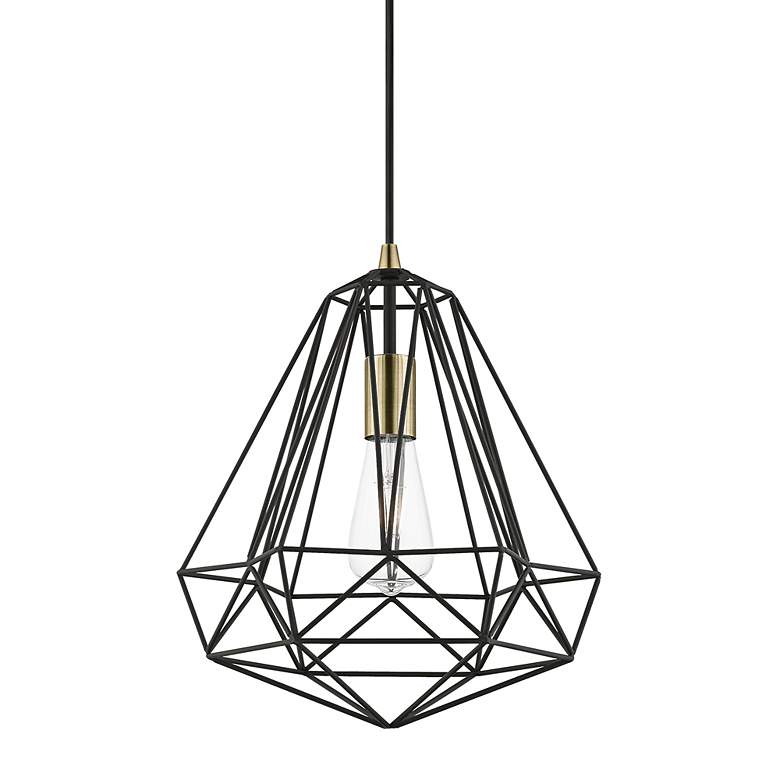 Image 5 Knox 12 1/4" Wide Textured Black Geometric Mini Pendant more views