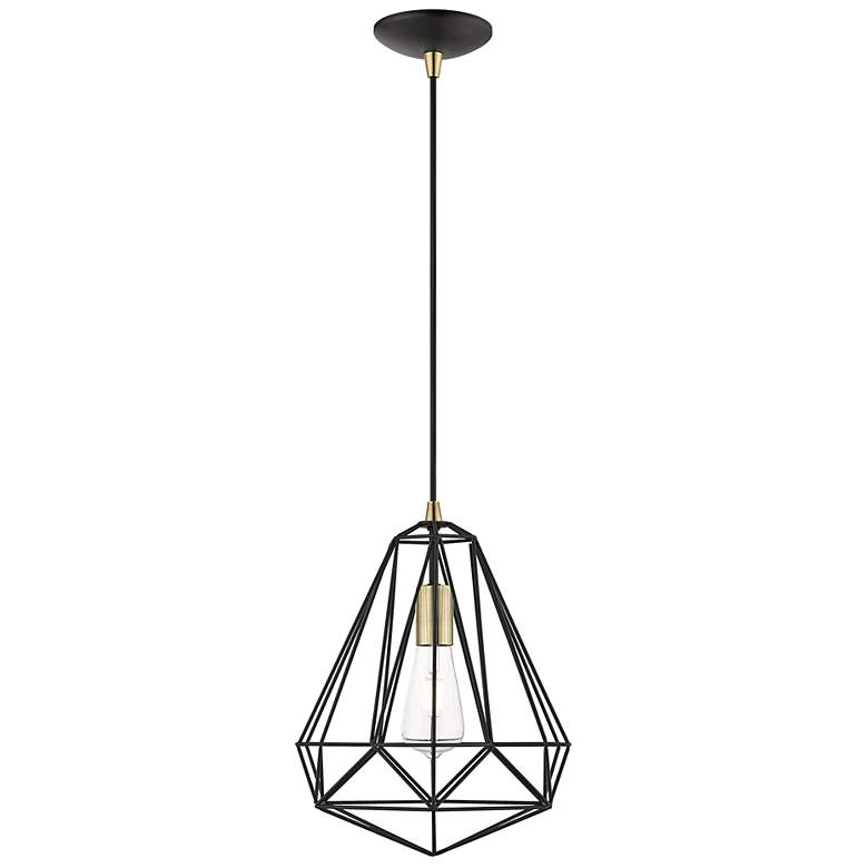 Image 6 Knox 12 1/4" Wide Textured Black Geometric Mini Pendant more views