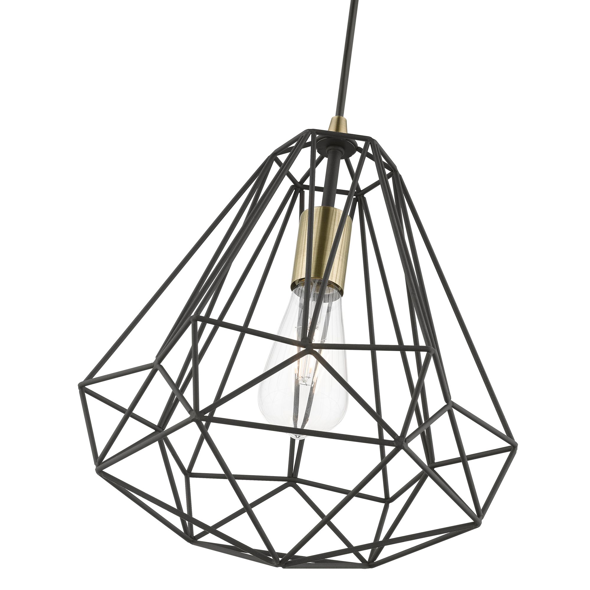 Knox 12 1/4" Wide Textured Black Geometric Mini Pendant in scene