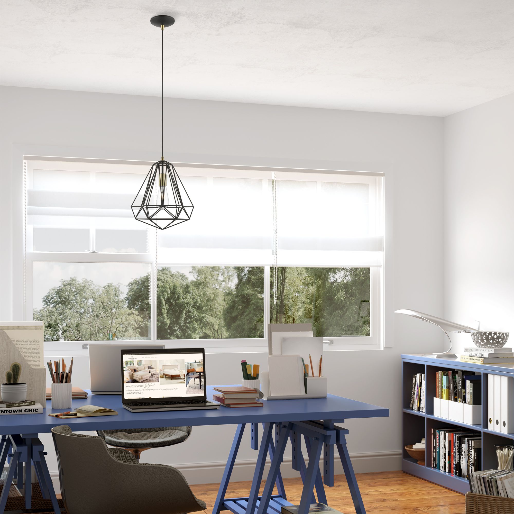 Knox 12 1/4" Wide Textured Black Geometric Mini Pendant in scene