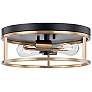 2_Knox 13" Wide Matte Black and Brass 2-Light Ceiling Light
