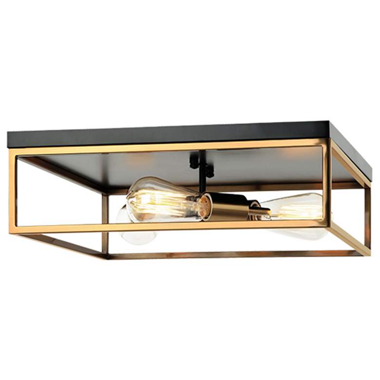 Image 1 Knox 16" Wide Matte Black Brass 3-Light Ceiling Light