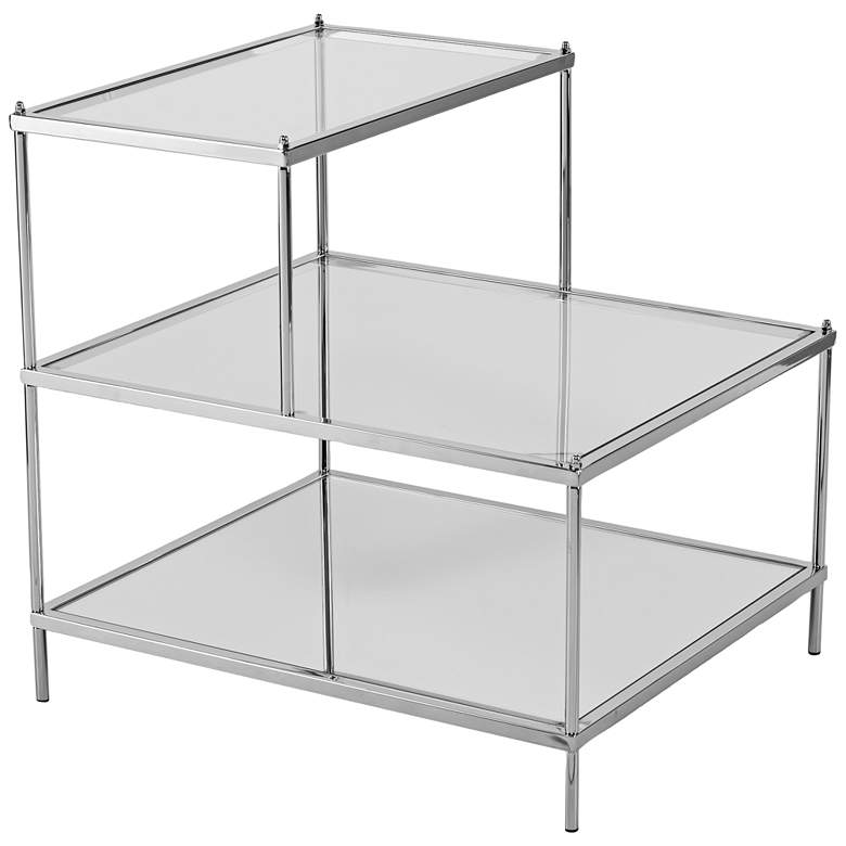Image 2 Knox 20 1/2" Wide 3-Tier Chrome and Glass Accent Table