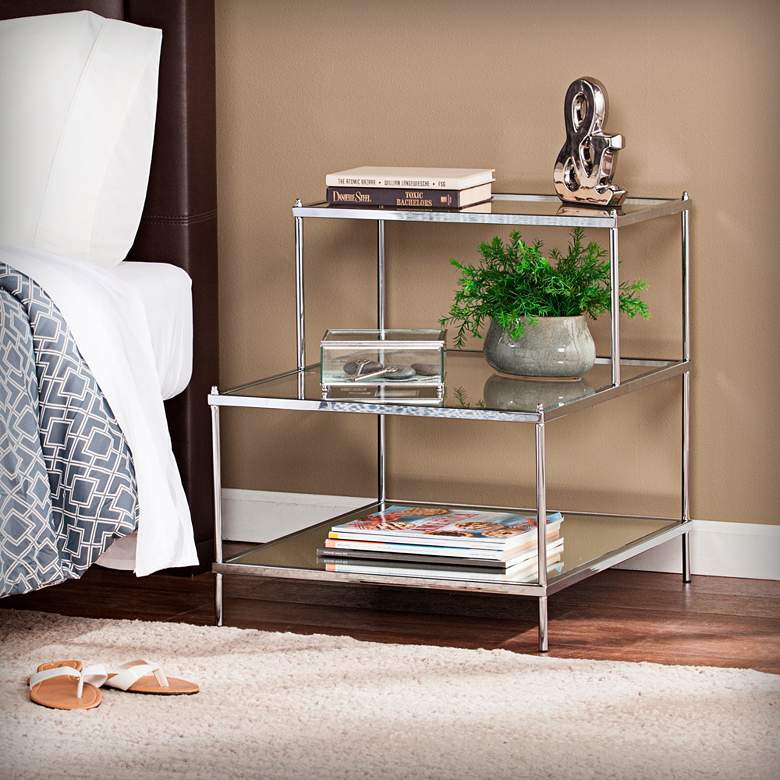 Image 6 Knox 20 1/2" Wide 3-Tier Chrome and Glass Accent Table more views
