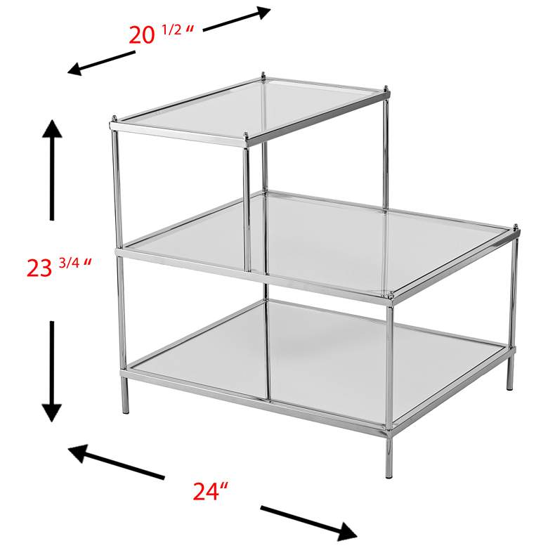 Image 7 Knox 20 1/2 inch Wide 3-Tier Chrome and Glass Accent Table more views