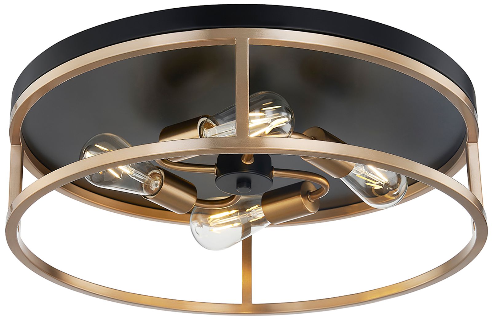 Image 3 Knox 20" Wide 4 Light Matte Black And Brass Round Flush Mount more views
