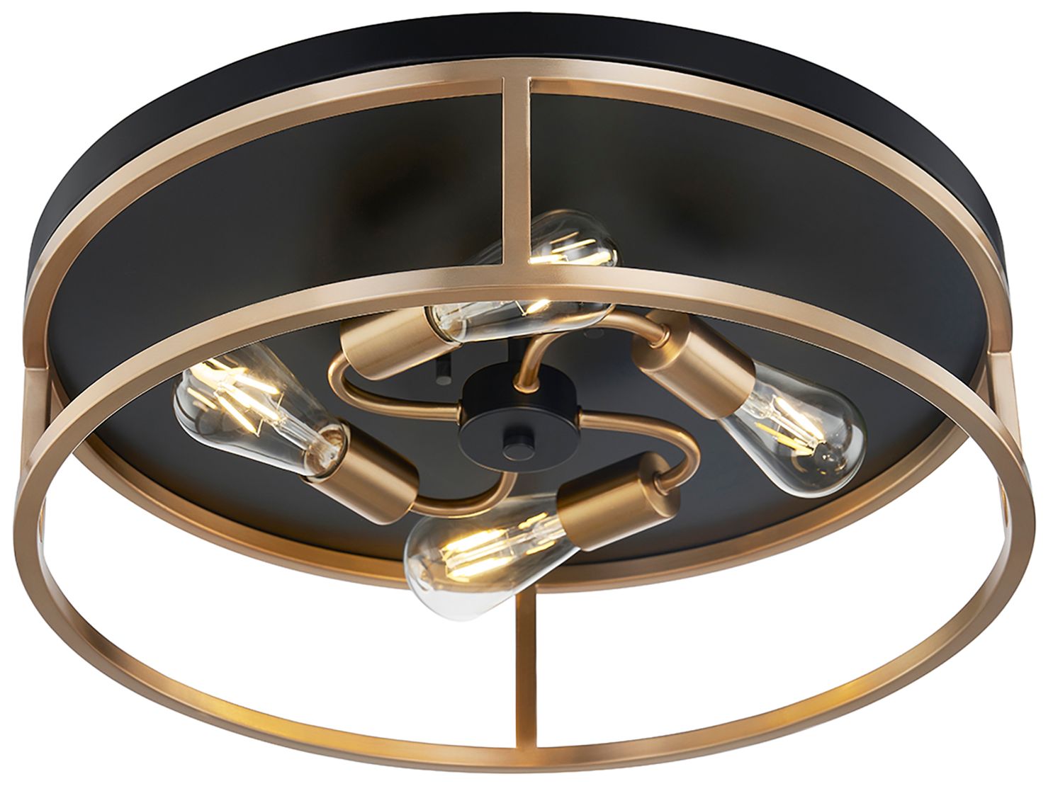 Image 5 Knox 20" Wide 4 Light Matte Black And Brass Round Flush Mount more views