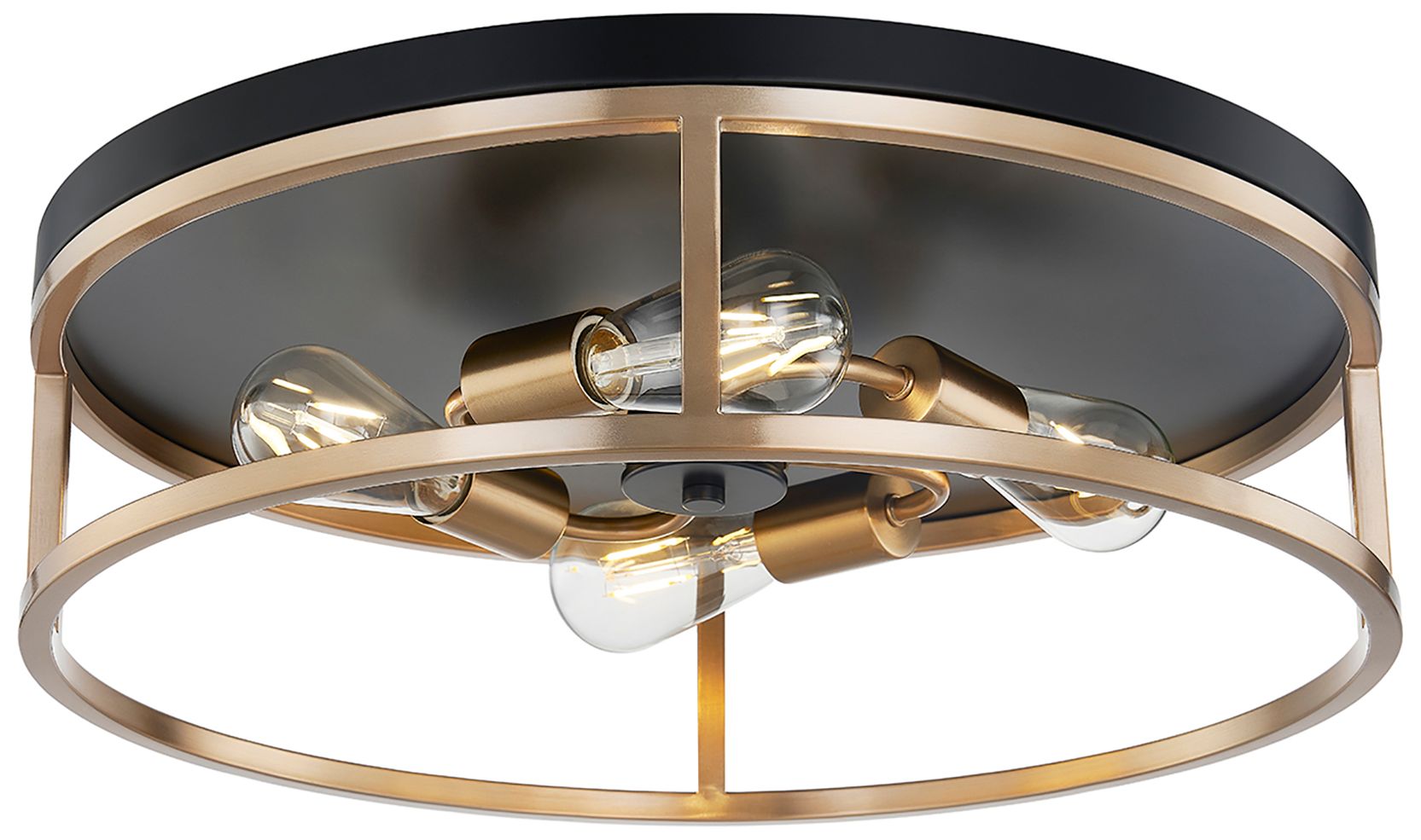 Image 6 Knox 20" Wide 4 Light Matte Black And Brass Round Flush Mount more views