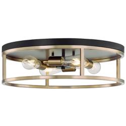 Knox 20" Wide 4 Light Matte Black And Brass Round Flush Mount