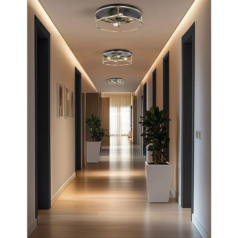 Image 4 Knox 20" Wide 4 Light Matte Black And Brass Round Flush Mount more views