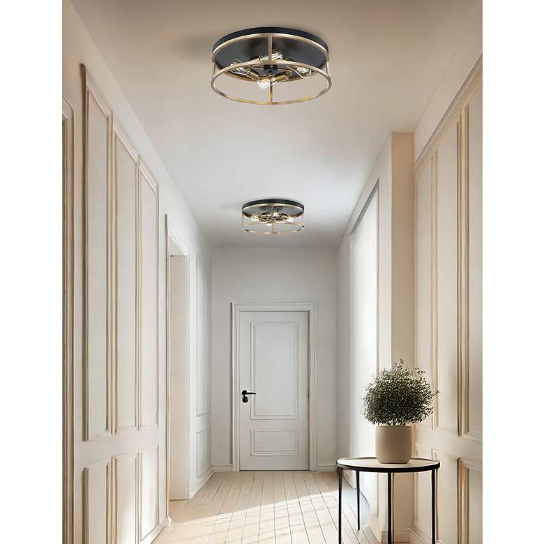 Image 7 Knox 20" Wide 4 Light Matte Black And Brass Round Flush Mount more views