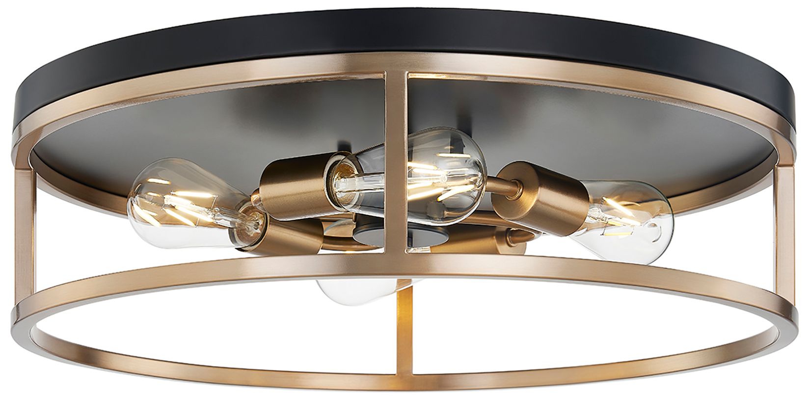 Knox 20" Wide 4 Light Matte Black And Brass Round Flush Mount