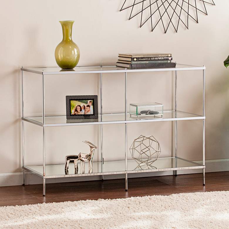 Image 1 Knox 42" Wide Metallic Chrome Console Table