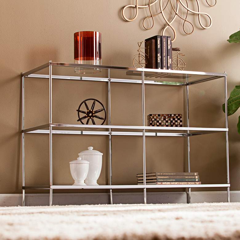 Image 7 Knox 42" Wide Metallic Chrome Console Table more views