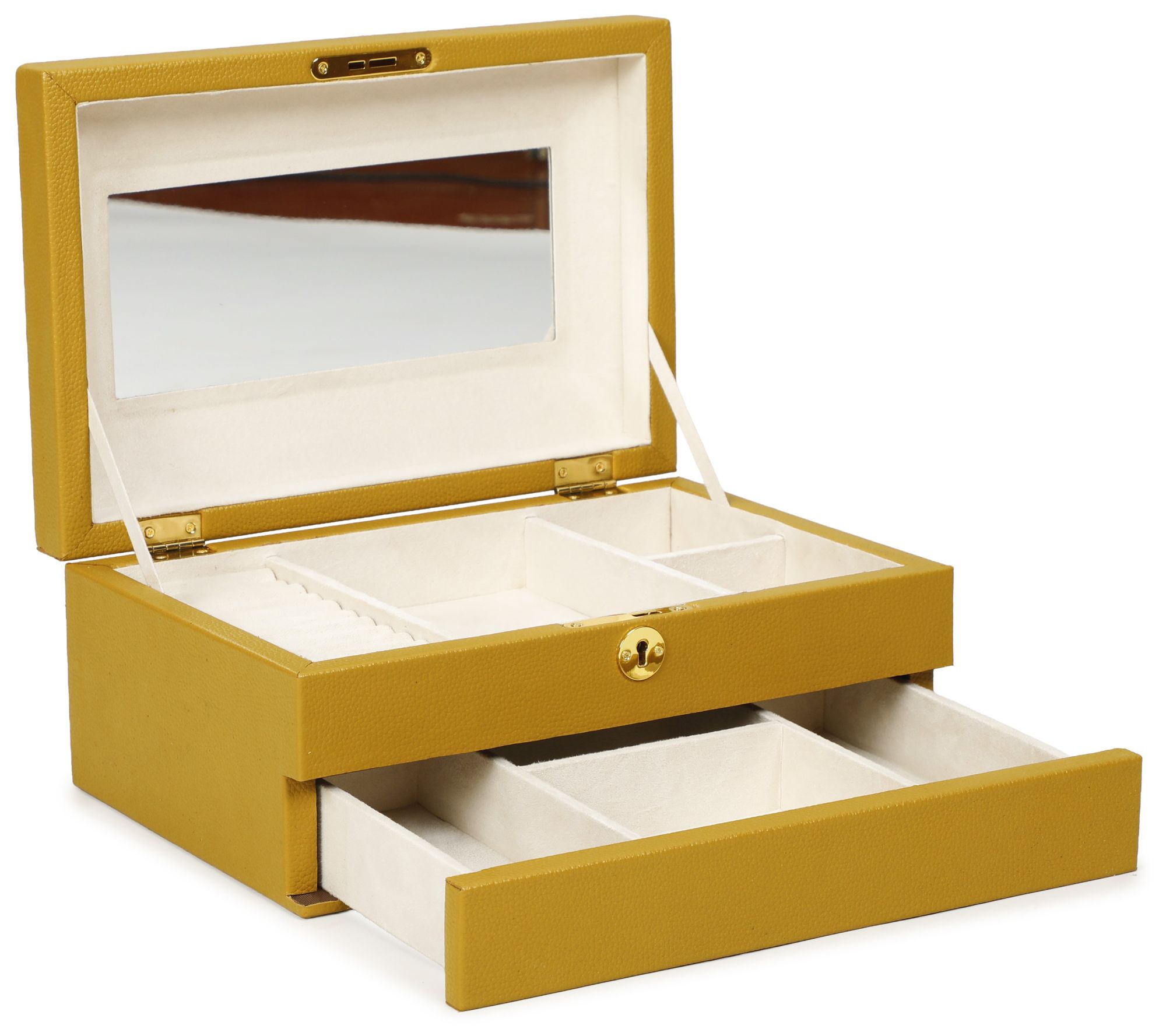 Image 3 Knox Mustard Yellow Vegan Leather Designer Jewelry Box more views