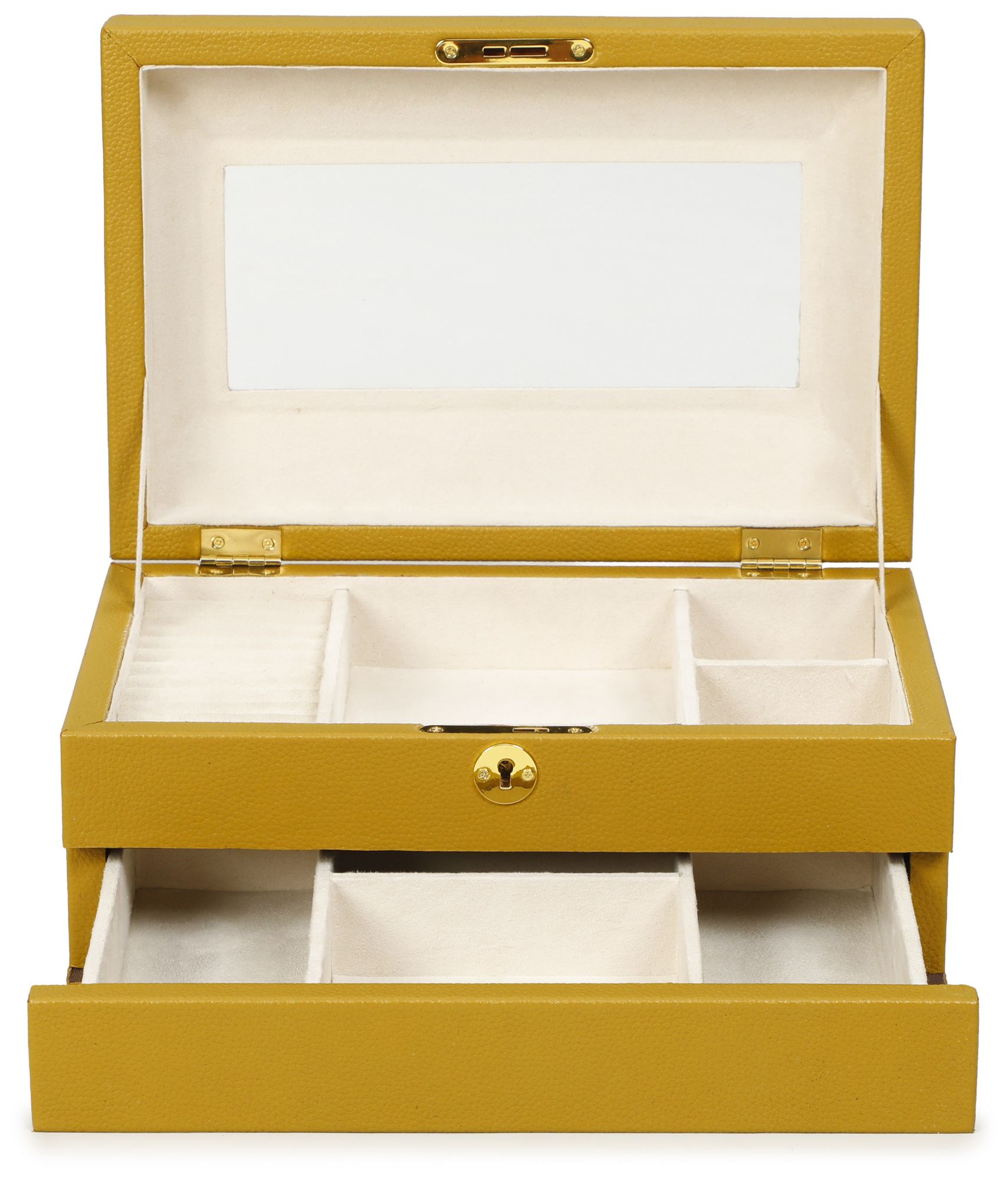 Image 4 Knox Mustard Yellow Vegan Leather Designer Jewelry Box more views