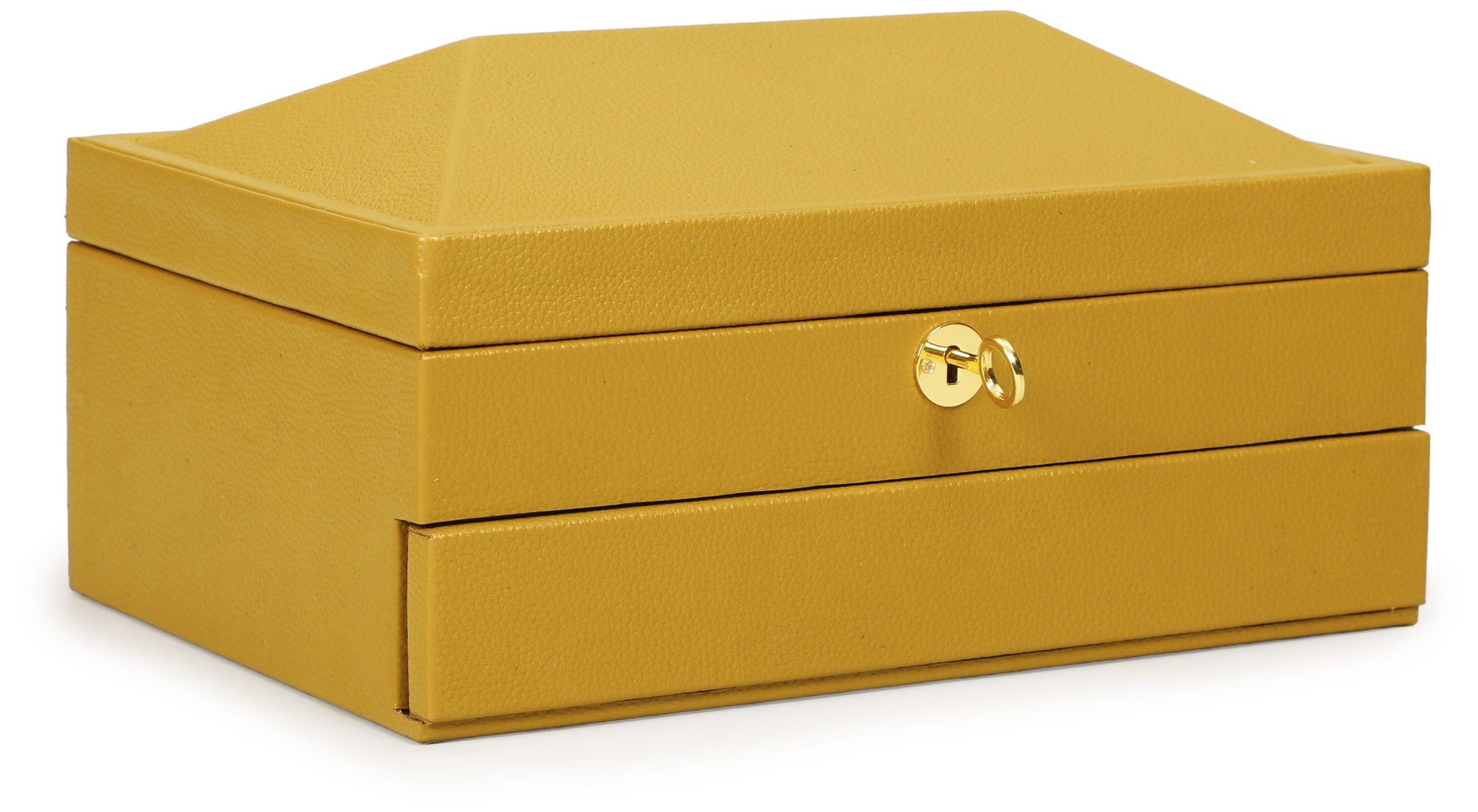 Image 5 Knox Mustard Yellow Vegan Leather Designer Jewelry Box more views