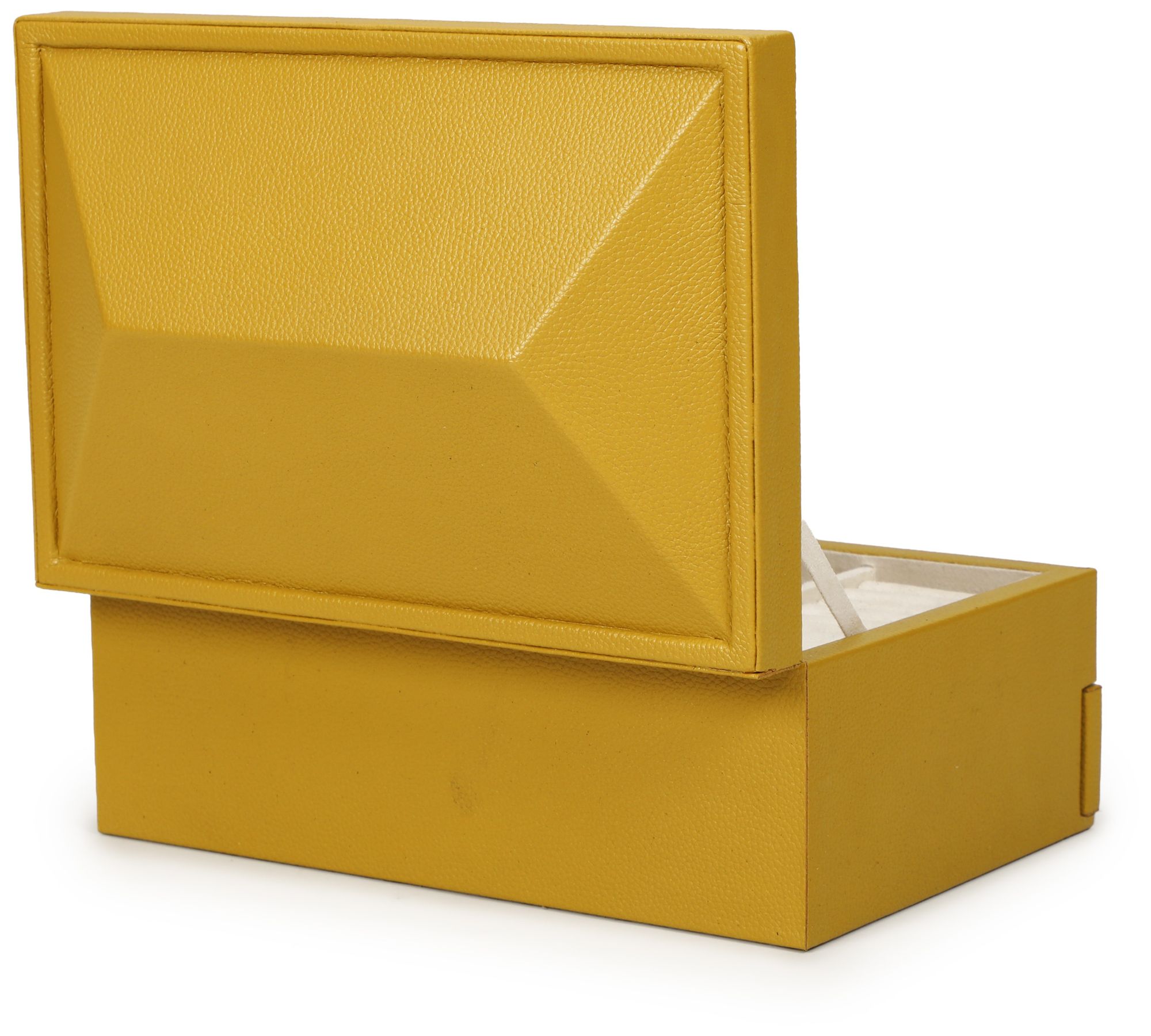 Knox Mustard Yellow Vegan Leather Designer Jewelry Box