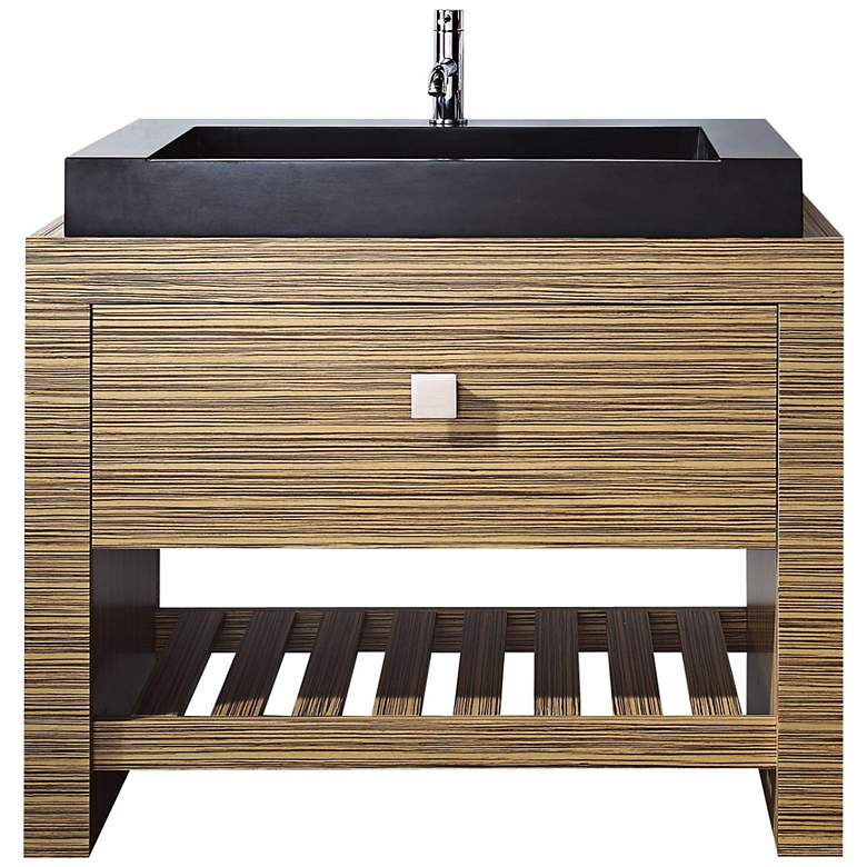 Image 1 Knox Zebra Wood Black Granite 39" Wide Sink Bath Vanity