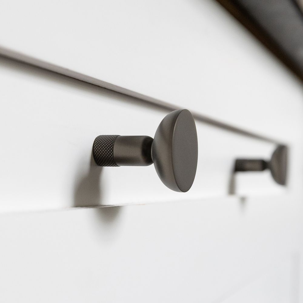 Image 5 Knurled Graphite 1 1/4" Wide Cabinet Knob more views