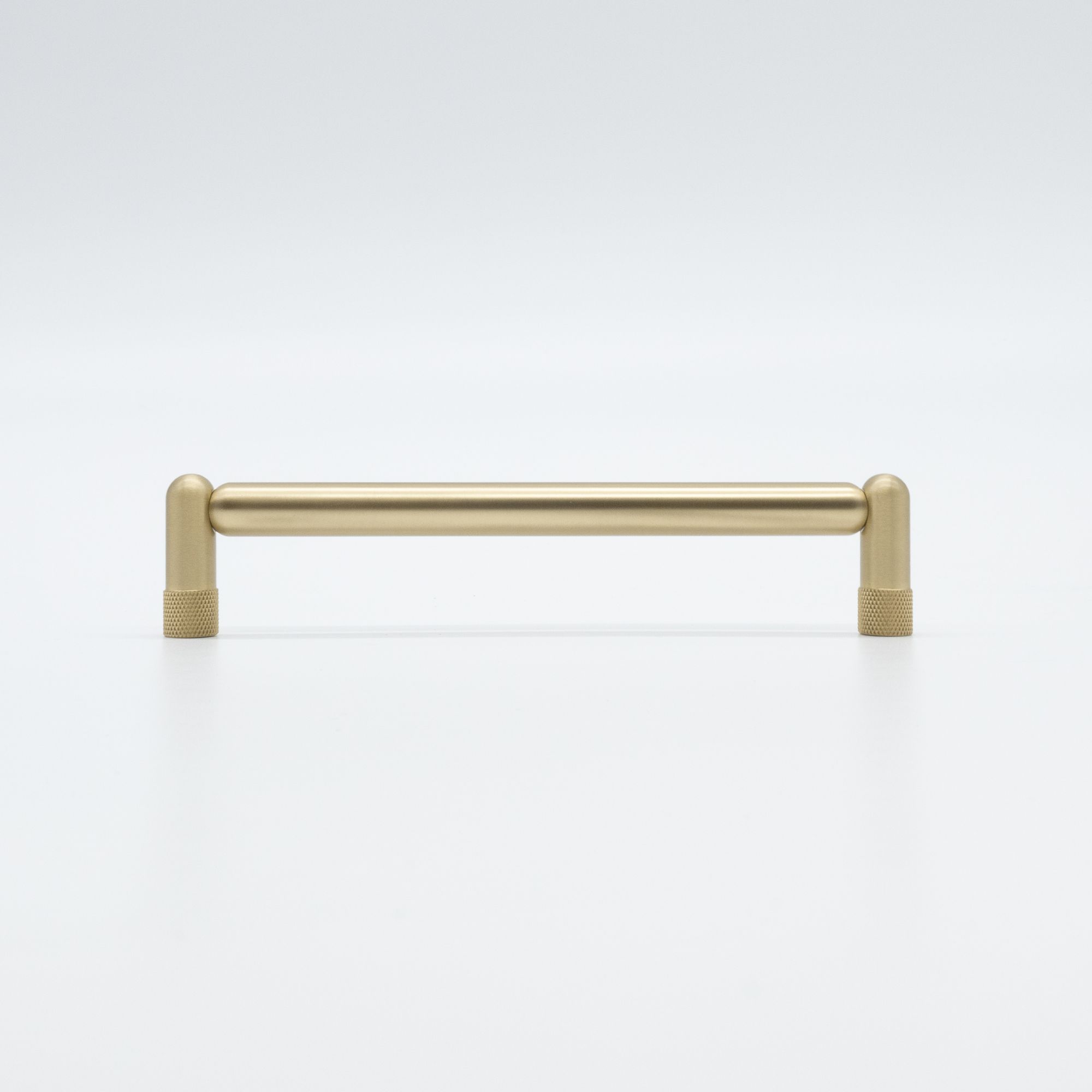 Image 2 Knurled Satin Brass 6 1/2" Wide Cabinet Pull more views