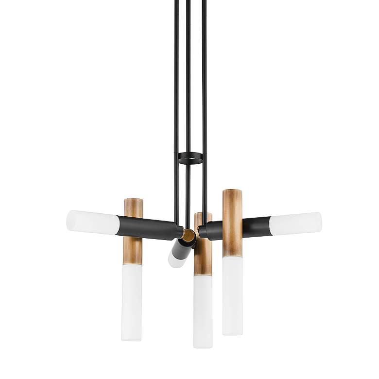 Image 5 Koa 33 1/2" Wide Black and Patina Brass 6-Light Chandelier more views