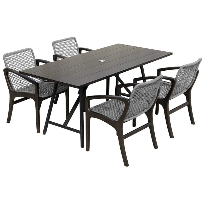 Image 1 Koala and Brighton 5 Piece Outdoor Dining Set in Eucalyptus Wood and Rope