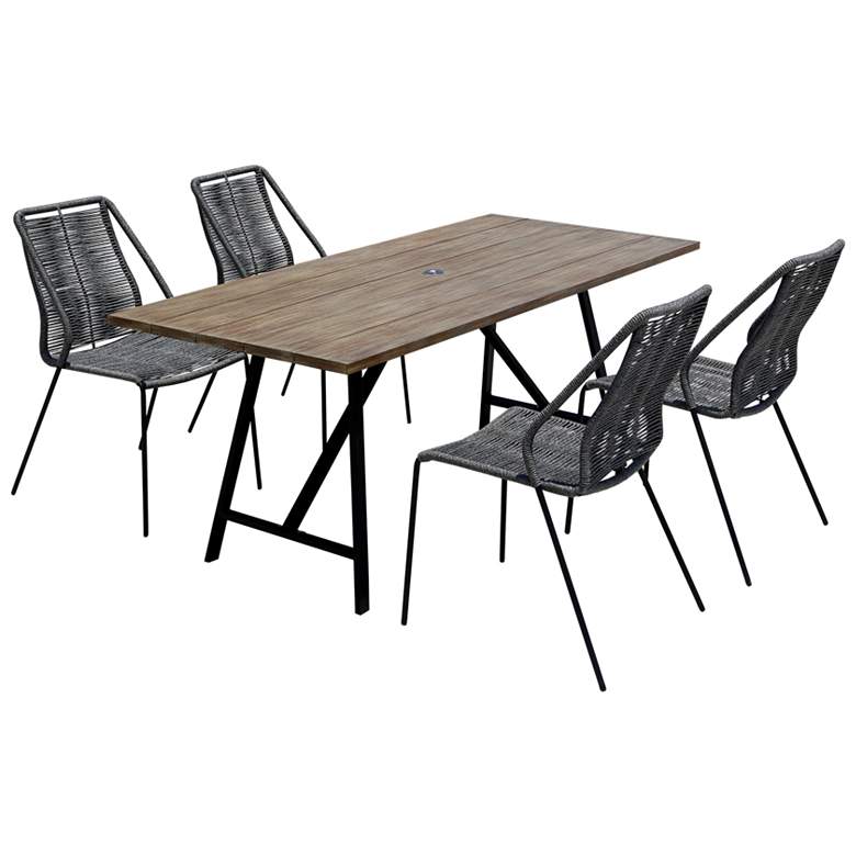 Image 1 Koala and Clip 5 Piece Dining Set in Eucalyptus Wood and Metal with Rope