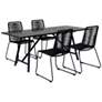 Koala and Shasta 5 Piece Dining Set in Eucalyptus and Metal with Rope