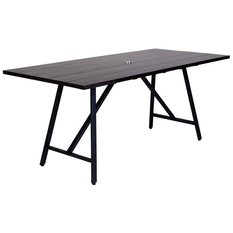 Image 1 Koala Outdoor Patio Dark Eucalyptus Wood and Metal Rectangle Dining Table