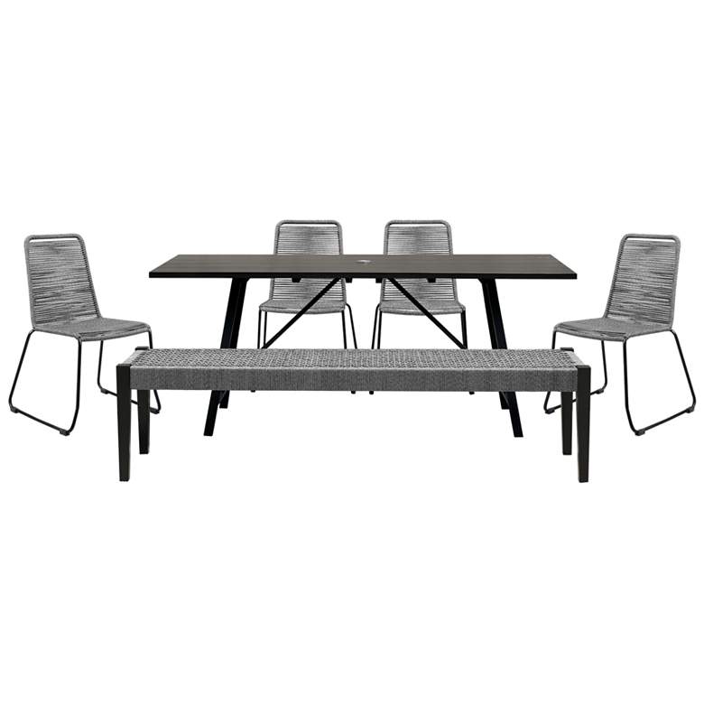 Image 1 Koala Shasta and Camino 6 Piece Outdoor Dining Set in Eucalyptus with Rope
