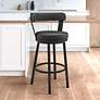 1_Kobe 26 in. Swivel Barstool in Black Finish, Black Faux Leather