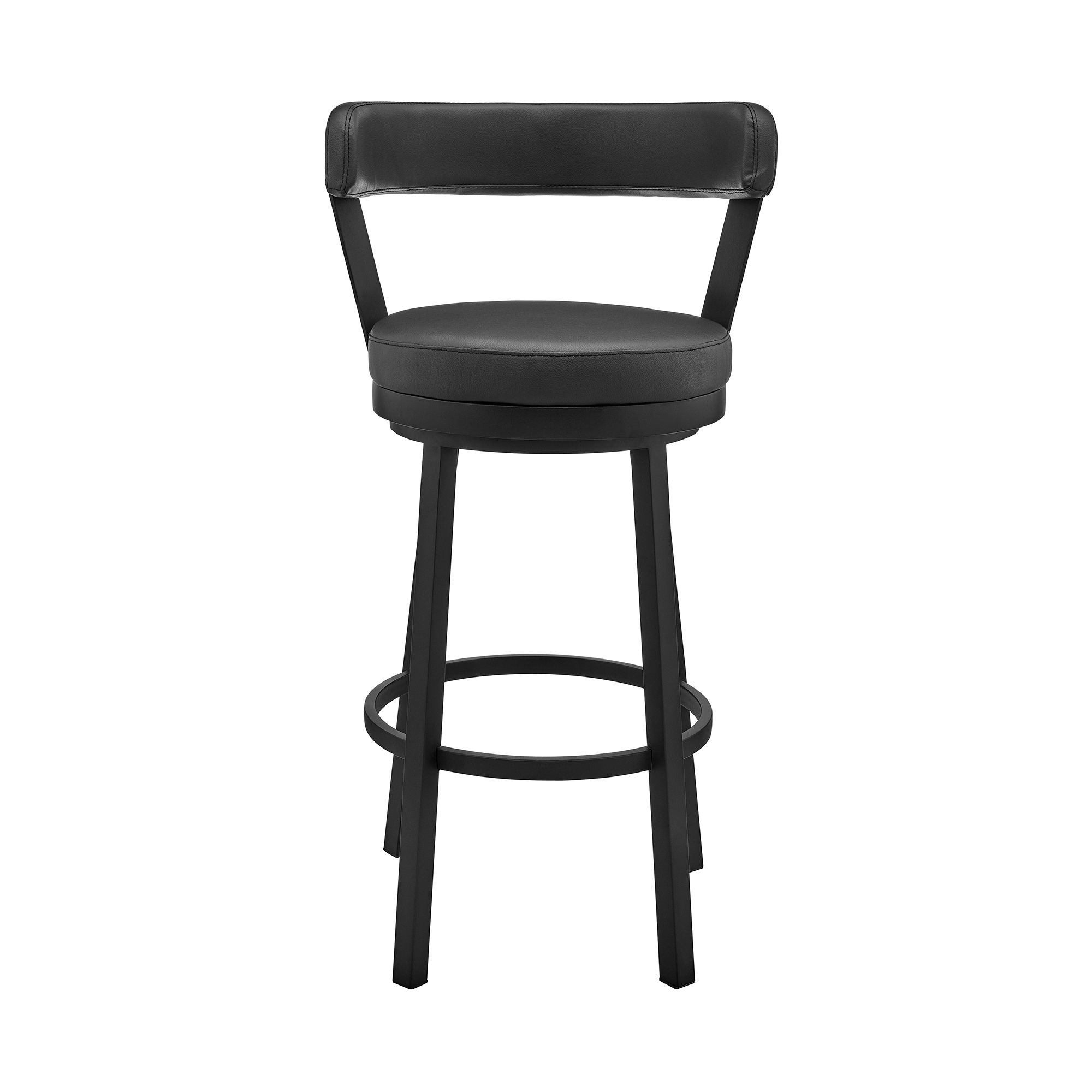 Image 3 Kobe 26 in. Swivel Barstool in Black Finish, Black Faux Leather more views