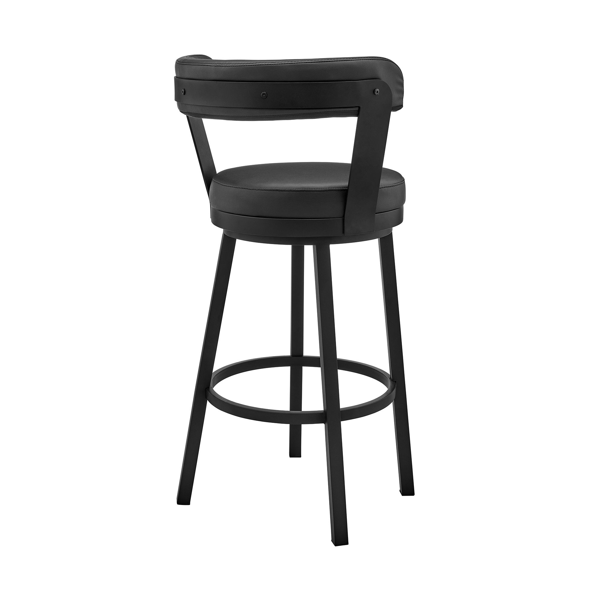 Image 5 Kobe 26 in. Swivel Barstool in Black Finish, Black Faux Leather more views