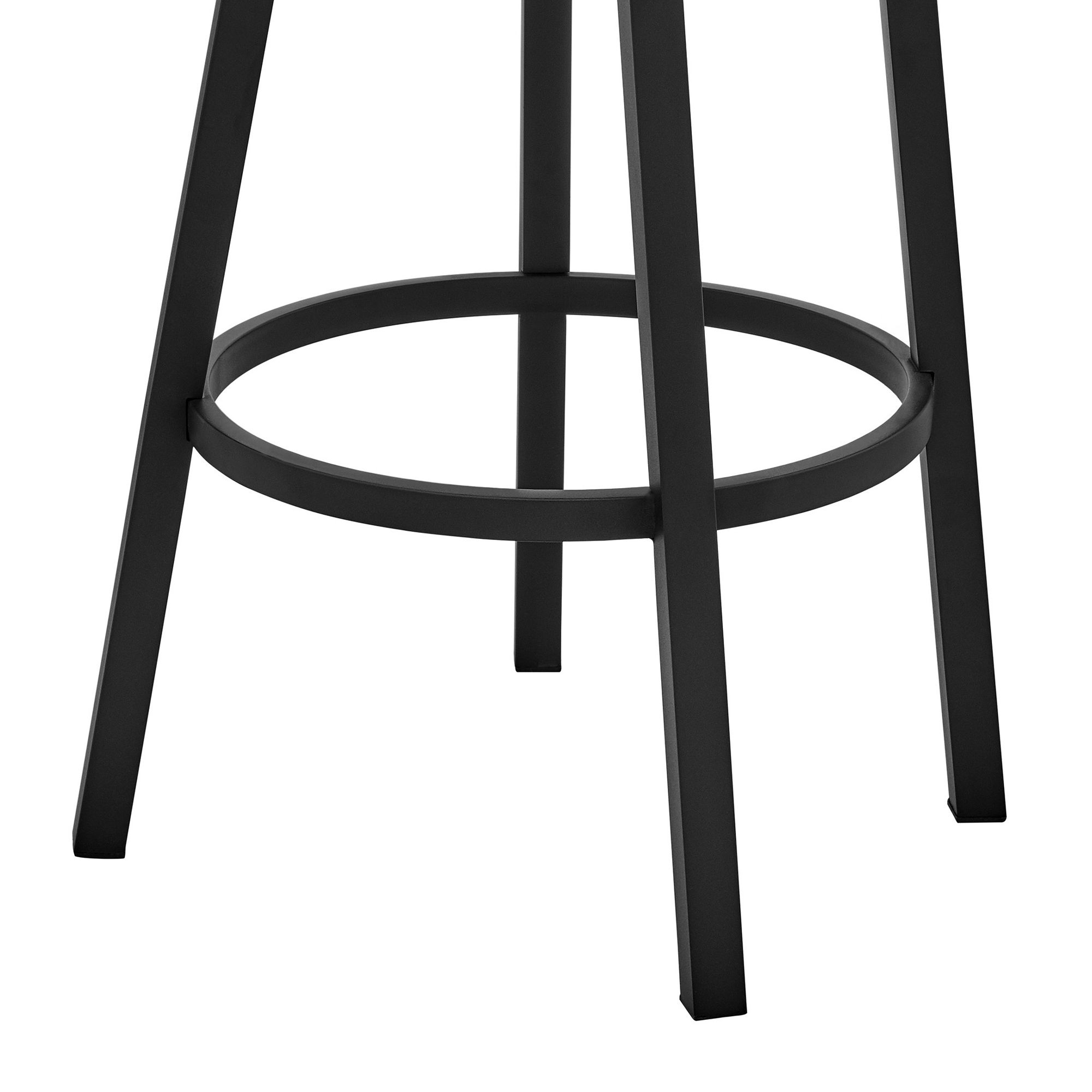 Kobe 26 in. Swivel Barstool in Black Finish, Black Faux Leather