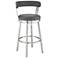 Kobe 26 in. Swivel Barstool in Brushed Stainless Steel, Gray Faux Leather