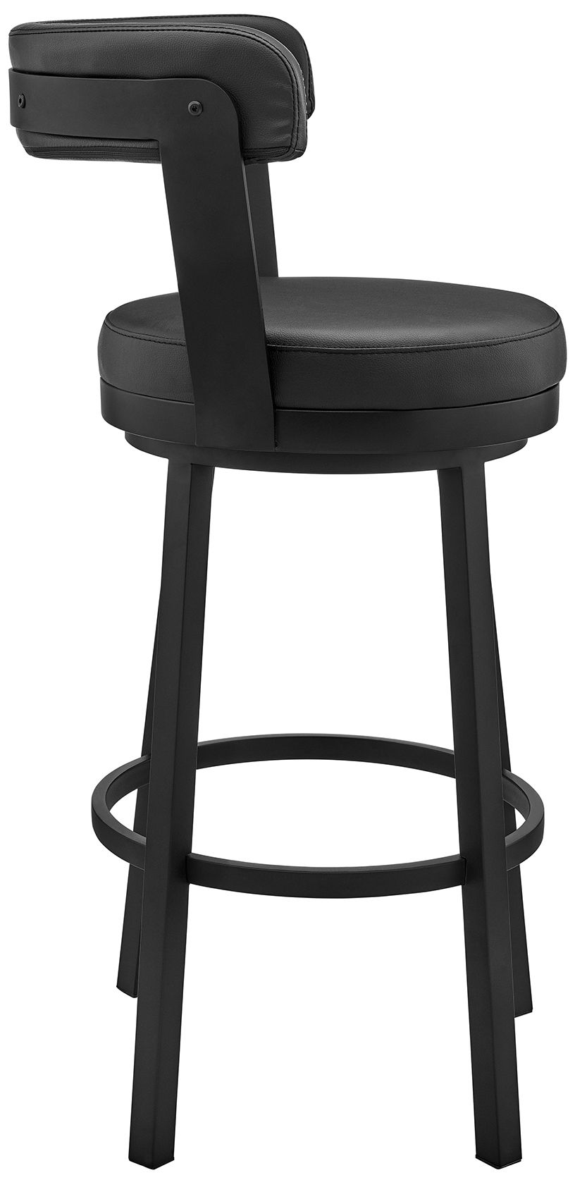 Image 4 Kobe 30 in. Swivel Barstool in Black Finish, Black Faux Leather more views